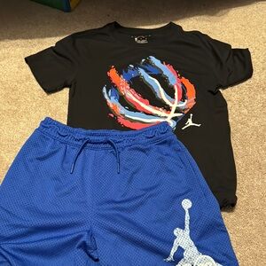 Jordan Black Tee with Multicolor Basketball Graphic